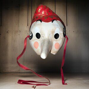 TRAGICOMICA Vintage Mask from Venice Pinocchio Style Long Nose Paper Mache